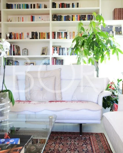 Zona de estar con librería